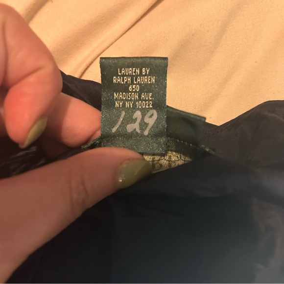 Lauren Ralph Lauren Navy 100% Silk Flared‎ Midi Skirt Women’s 4P - Picture 7 of 7